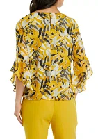 Women's Ruffle Printed Blouse