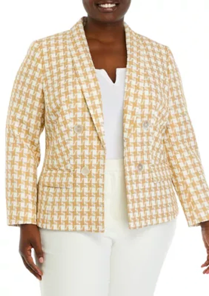 Plus  Houndstooth Tweed Jacket