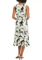 Women's Sleeveless Leaf Print Dress