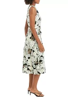 Women's Sleeveless Leaf Print Dress