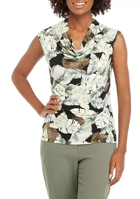 Women's Printed Cowl Neck Top