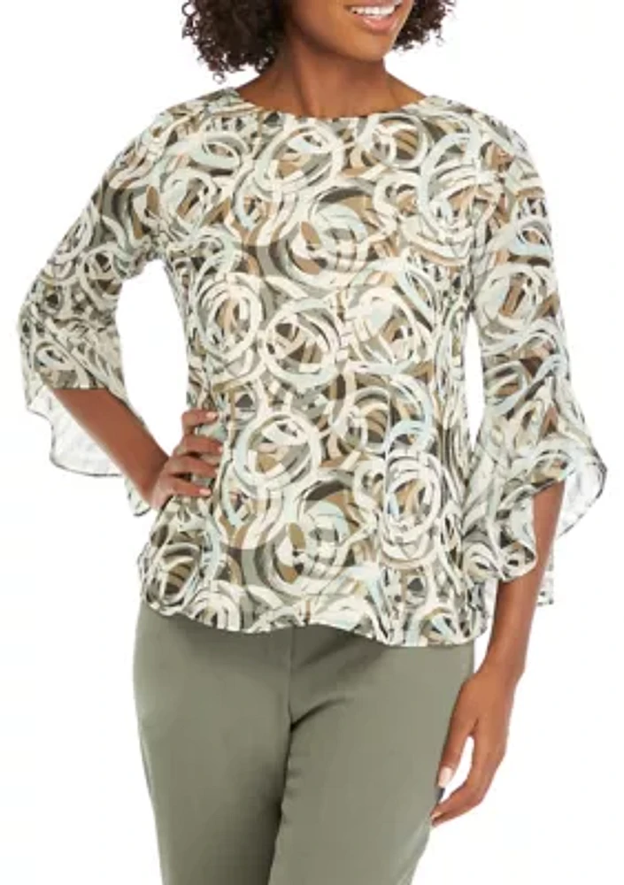 Women's Printed Bell Sleeve Blouse