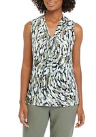 Women's Printed Twist Front Top