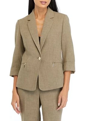 Petite Pebble Crepe One Button Blazer