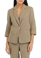 Petite Pebble Crepe One Button Blazer