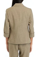 Petite Pebble Crepe One Button Blazer