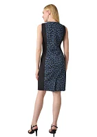 Women's Printed Blocked Princess Seam Sheath Dress