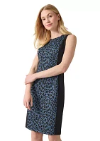 Women's Printed Blocked Princess Seam Sheath Dress