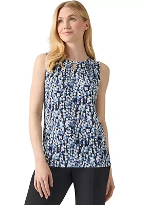 Women's Sleeveless Pleat Neck Top