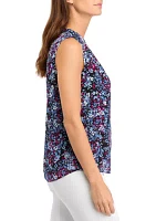 Women's Jewel Neck Sleeveless Keyhole Blouse