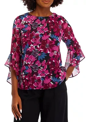 Women's Bell Sleeve Floral Top