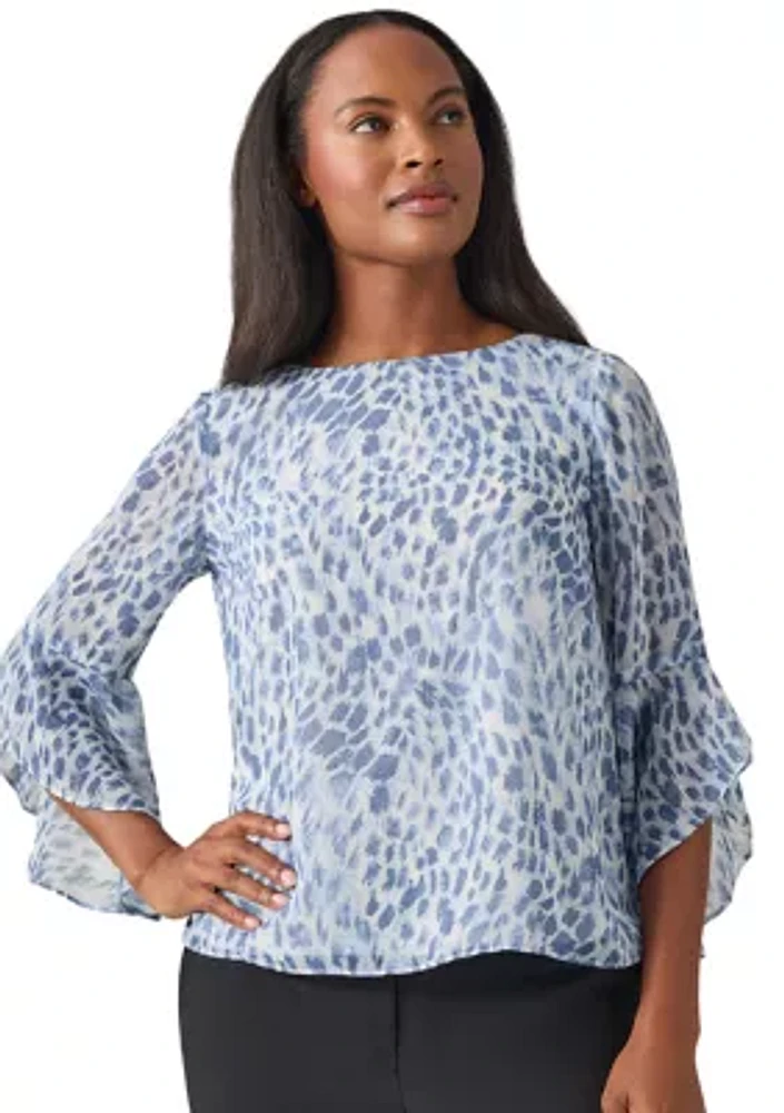 Women's Bell Sleeve Printed Blouse