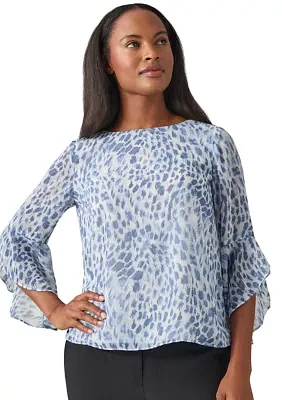 Women's Bell Sleeve Printed Blouse