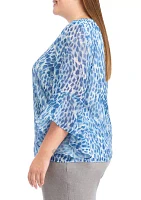 Plus Bell Sleeve Printed Top