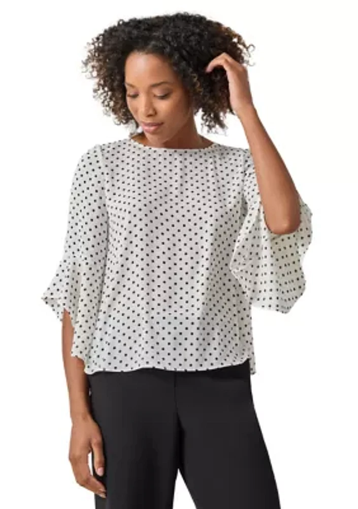 Petite Dot Printed Blouse