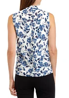 Women's Sleeveless Tie Front Top