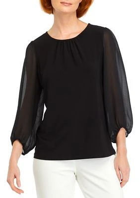 Women's Mixed Media Sleeve Blouse