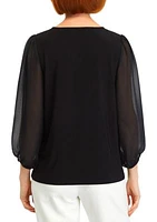 Women's Mixed Media Sleeve Blouse