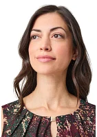 Women's Pleat Neck Printed Top