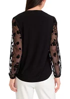 Women's Long Sleeve Split Neck Top