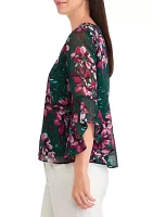 Women's Printed Ruffle Blouse