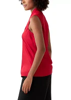 Women's Sleeveless Tie Front Blouse