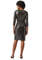 Women's Boat Neck Side Cinched Sequin Dress