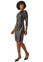 Women's Boat Neck Side Cinched Sequin Dress