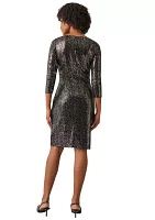 Petite Boat Neck Side Cinched Sequin Dress