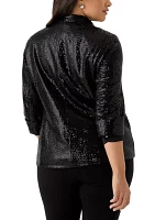 Plus Sequin Open Front Cardigan