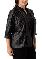 Plus Sequin Open Front Cardigan