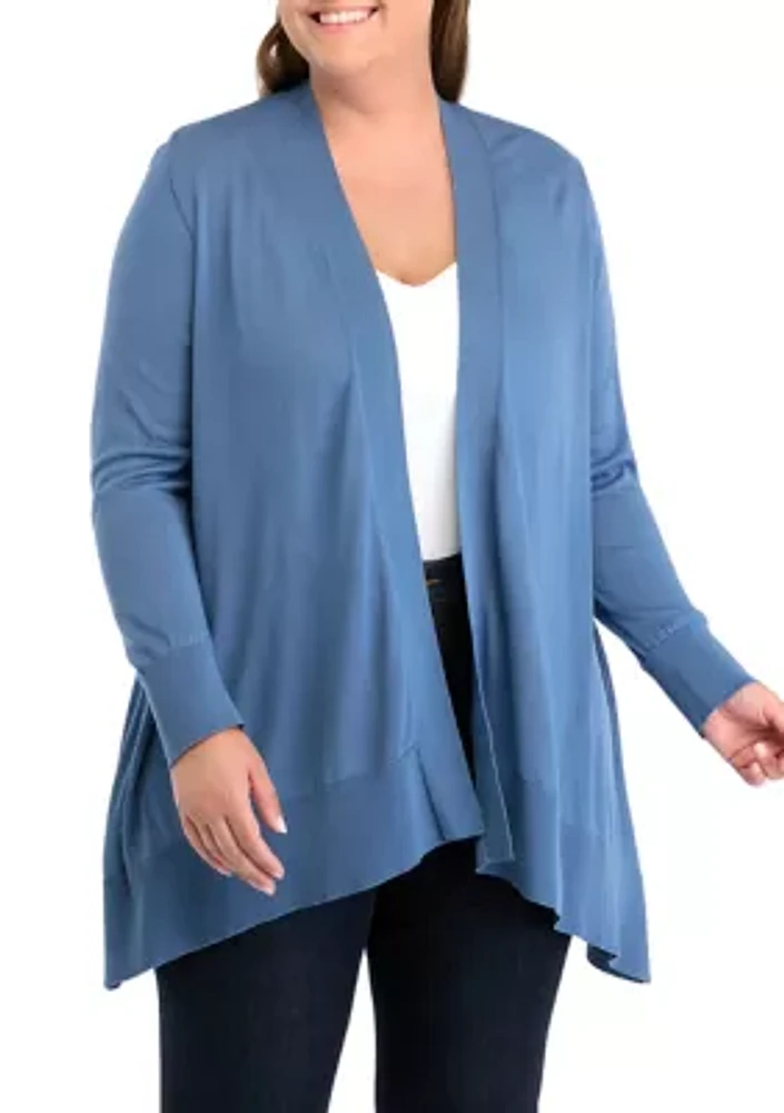 Plus Shark Bite Open Front Cardigan