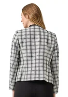 Women's Plaid Fringe Flap Pocket Jacket