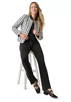 Women's Plaid Fringe Flap Pocket Jacket