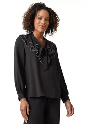 Women's Long Sleeve Ruffle Blouse