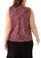 Plus Printed Tie Front Blouse