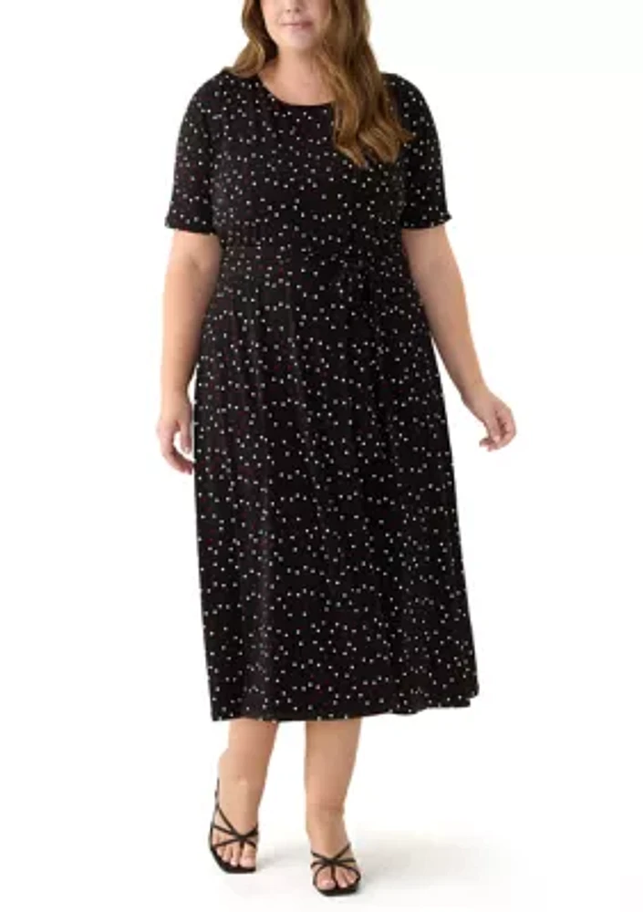 Plus Printed Fit and Flare Dress