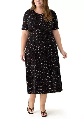 Plus Printed Fit and Flare Dress