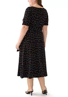 Plus Printed Fit and Flare Dress