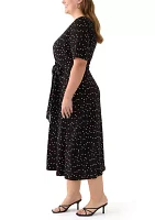 Plus Printed Fit and Flare Dress