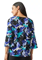 Women's Bell Sleeve V-Neck Printed Top