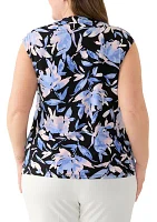 Plus Printed Cowl Neck Top