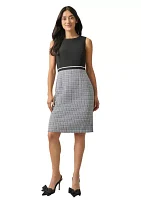 Women's Piping Sheath Dress with Combo Waistband