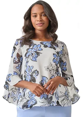 Women's Ruffle Printed Blouse