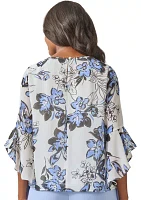 Women's Ruffle Printed Blouse