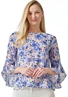 Women's Printed Ruffle Blouse