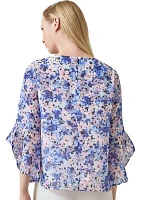 Women's Printed Ruffle Blouse