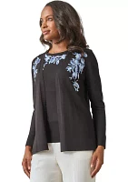 Women's Open Front Embroidered Cardigan