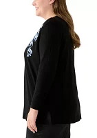 Plus Open Front Embroidered Cardigan