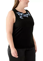 Plus Sleeveless Embroidered Top